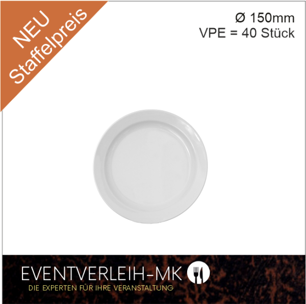 Brotteller dm 15cm - (Weiss ohne Muster)*